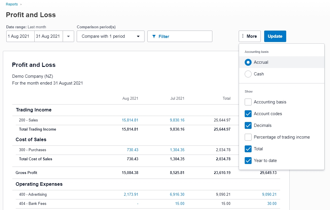 Xero Monthly Management Account